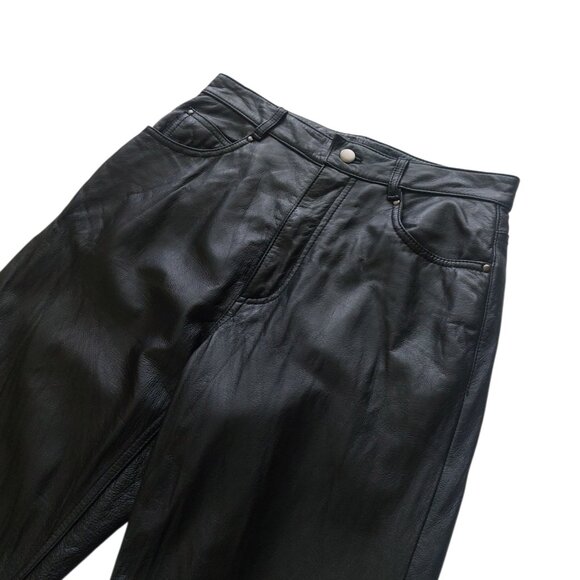 Wilsons Leather Vintage Women's Black Genuine Leather Pants Size 8 / 28 Waist - Picture 3 of 7